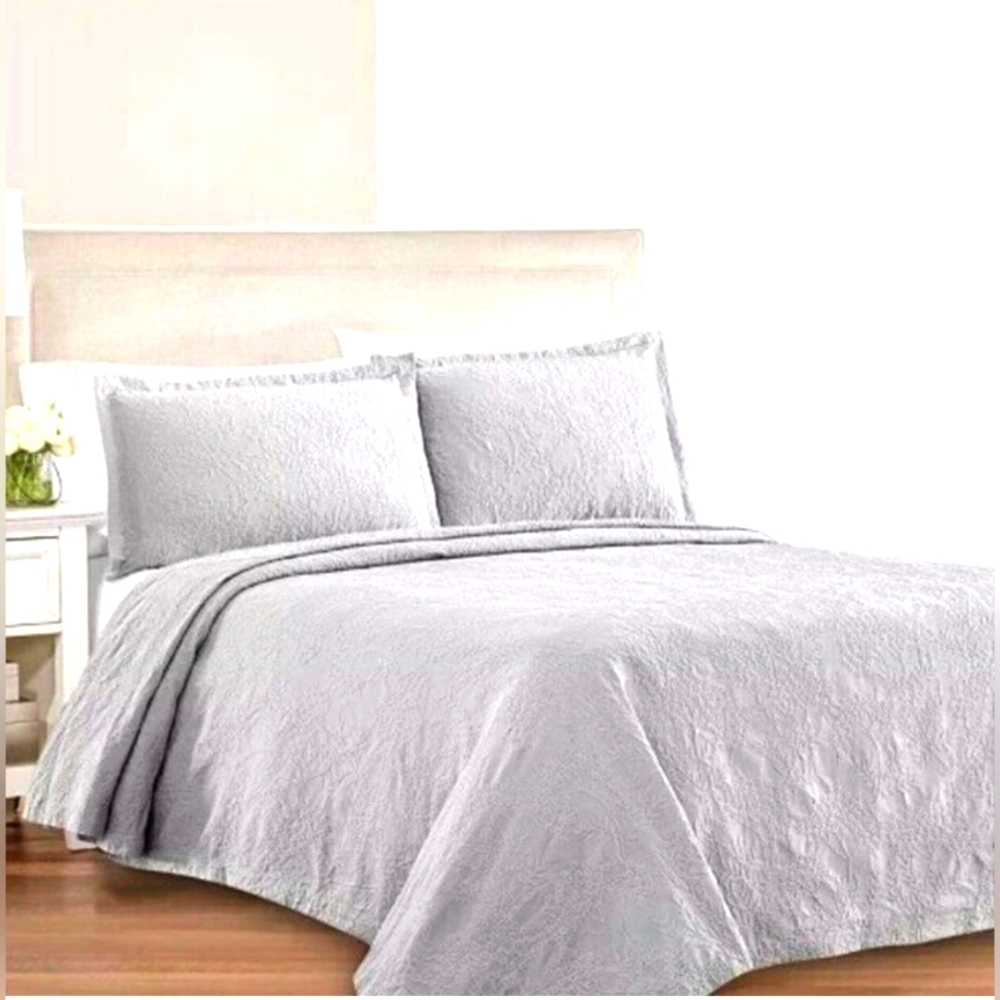 Martha Stewart Collection Floral Matelasse 100% Cotton, Light Gray